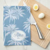 Hawaiian Palm Tree Silhouette Pattern Blue ID1093 Kitchen Towel