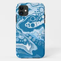  Blue Digital Fluid Art Marble Pour Painting Cells iPhone 11 Case
