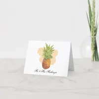 Tropical Pineapple Summer Watercolor Wedding Photo Thank You Card