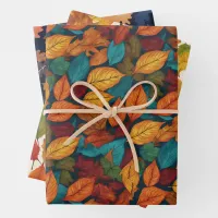 Autumn Leaves Fall Season Nature Patterned Pretty Wrapping Paper Sheets