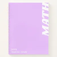 Minimalist Lilac Vertical Text School Subject Notebook