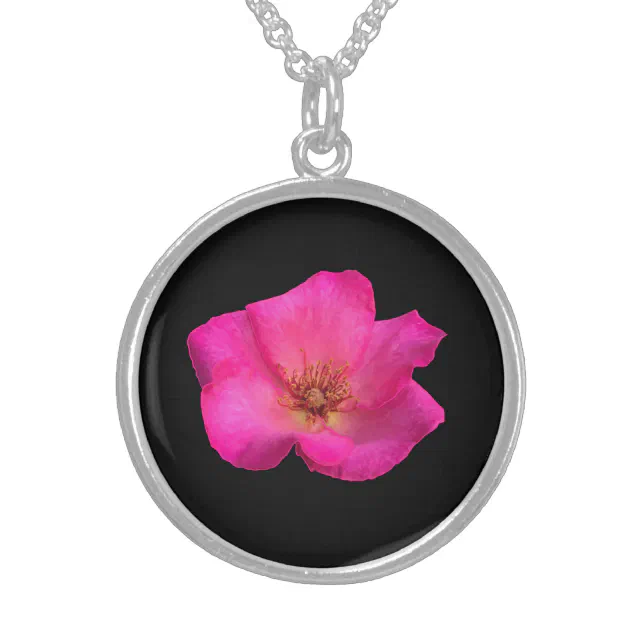 Felt Rose Sterling Silver Necklace