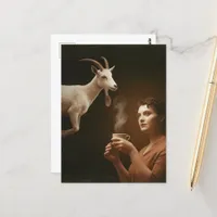 Surreal Tea With the White Goat Postcard