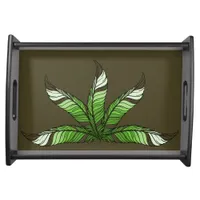 Serving Tray - Green Feather Design