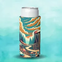 Retro Disc Golf Psychedelic Art Seltzer Can Cooler