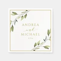 Wedding Greenery Gold Leaves Vines Napkins