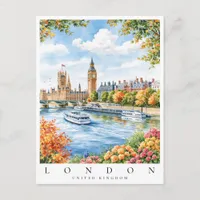 London Big Ben Watercolor Travel Postcard