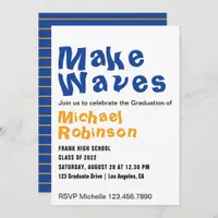 Orange and Blue Make Waves Surf Graduation Party Invitation