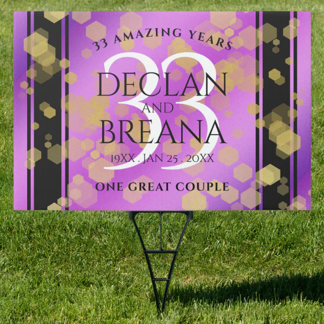 Elegant 33rd Amethyst Wedding Anniversary Sign