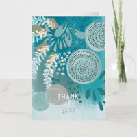 Abstract Floral Gold Foil Thank You Greeting Card