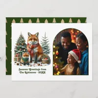 Woodland Fox Rustic Forest Christmas Photo Holiday Card