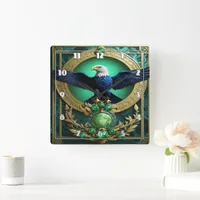 Eagle Perched on Tree Branch During Golden Hour Square Wall Clock