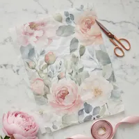 Elegant Pastel Blush Peony Watercolor Flowers Tissue Paper