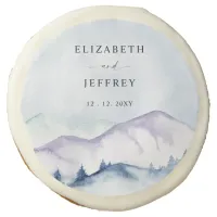 Rustic Watercolor Mountains Outdoor Pine Wedding   Sugar Cookie