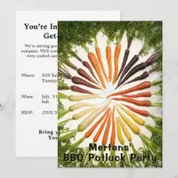 Garden Party Carrot Rainbow Colorful Custom Invitation
