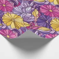 Stained Glass Abstract Purple Yellow Pink Wrapping Paper