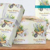 Gardening Themed Happy Birthday Personalized Wrapping Paper