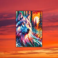 Wolf Face with Sun & Forest | Window Cling