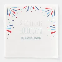 Minimalist Fireworks with Fourth of July Text Paper Dinner Napkins