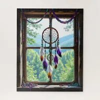 Dreamcatcher in Window | Boho Art Jigsaw Puzzle
