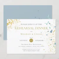 Modern Rustic Light Blue Paint Splatters Invitation