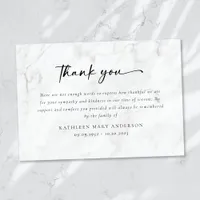 Simple Script Funeral Thank You Card