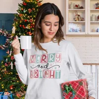 Fun Retro Merry and Bright Christmas Woman's T-Shirt