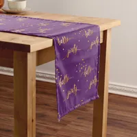 60th birthday purple gold hello 60 typography short table runner