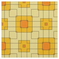 Yellow & Orange Squares Op Art Geometric Pattern Fabric