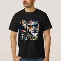 Vintage Mushrooms and Disc Golf Course Ai Art T-Shirt