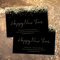 Gold Glitter Happy New Year Holiday Card