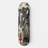 "Undaunted" comic book girl facing giant robot Skateboard