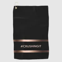 Black rose gold crushingit motivational golf towel