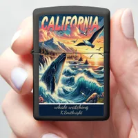 Pacific California Sunset Dream Whale Art Zippo Lighter