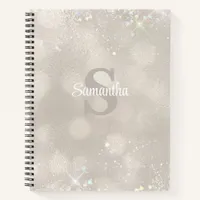 Elegant Champagne Glitter Monogram Notebook