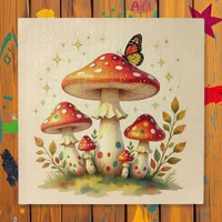 Cottage Core Vintage Mushrooms and Butterfly Jigsaw Puzzle