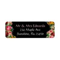 Burgundy Black Floral Roses Return Address Labels