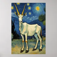 an Oryx in a starry night  Poster