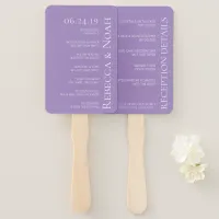 Simple Minimalist Elegant Lavender Text Wedding Hand Fan