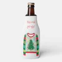 Ugly Christmas Sweater Party Personalized Bottle Cooler