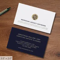 Professional Gold Scales of Justice Emblem Business Card