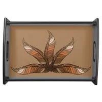 Serving Tray - Brown Feather Design