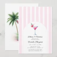 Pink Bikinis & Martinis Tropical Bridal Shower Invitation
