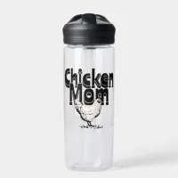 Black and White Vintage Chicken Mom Personalized Water Bottle