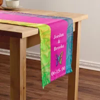 [Rainbow Crinkle Wedding] Heart Butterfly Pink Long Table Runner