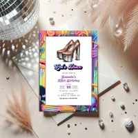Neon "Let's Disco" Birthday Party Invitation
