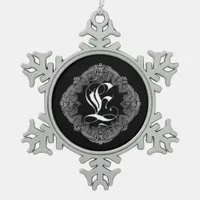 Elegant Goth Initial E Snowflake Ornament