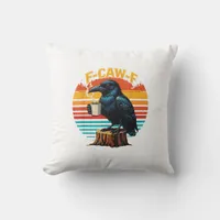 Gothic Raven Funny Halloween F Caw F Coffee Throw Pillow