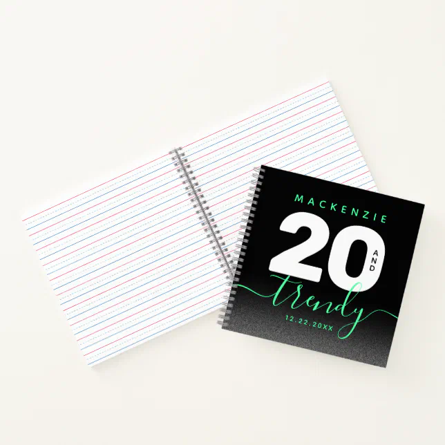 Modern Girly Mint Green 20 and Trendy Notebook