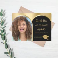 Black gold photo arch Graduation Party Save The Date